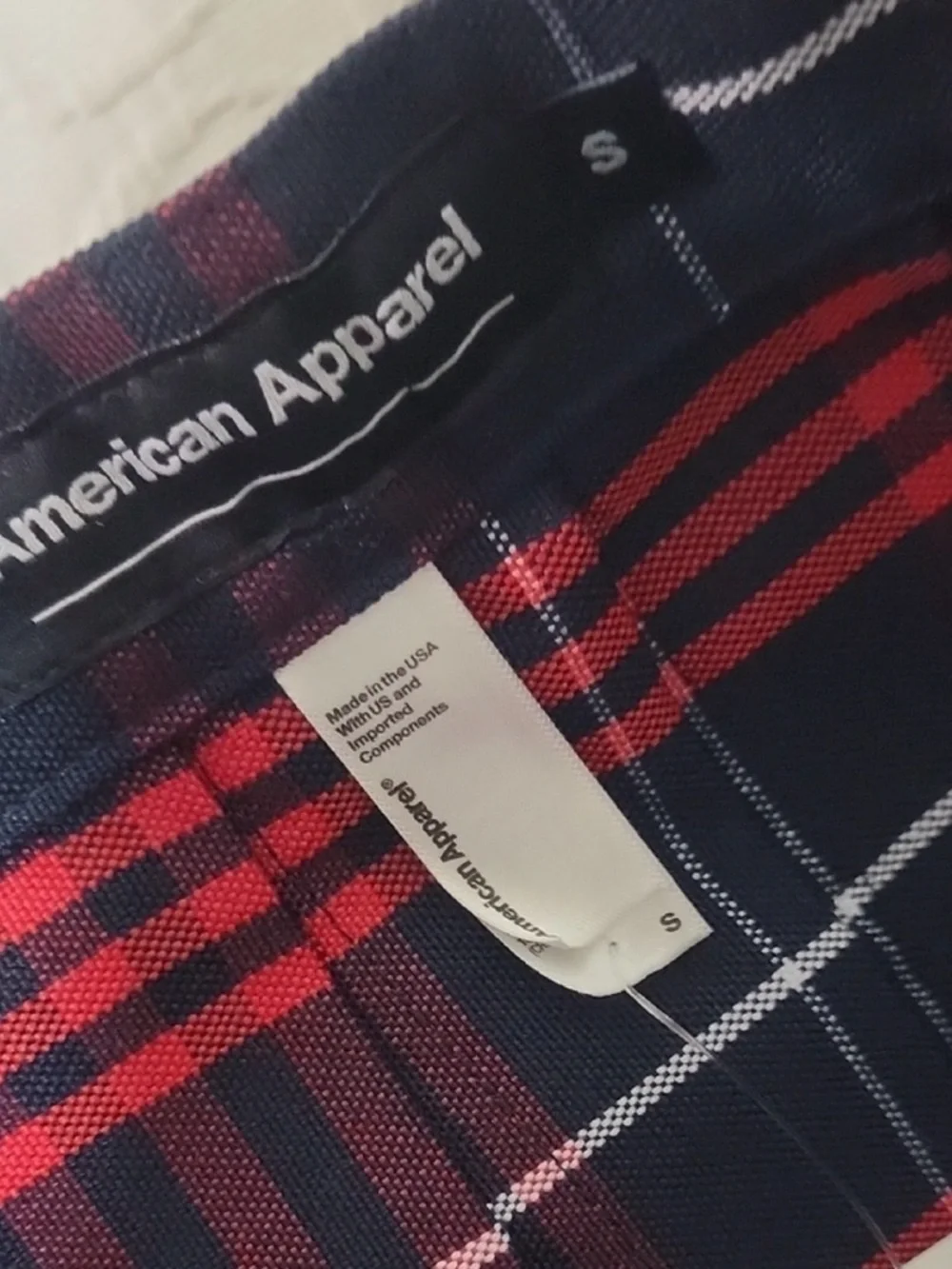 American Apparel Red and Navy Plaid Pleated Mini Skirt - Picture 10 of 10